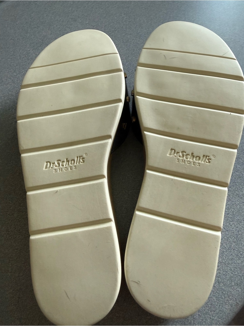 Dr. Scholl's Black Slide Sandals with Tan Footbed and Gold Accents - Picture 7 of 8